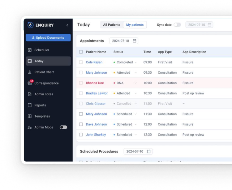 Enquiry Medical Appointments Dashboard